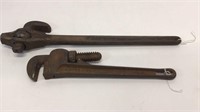 2 large pipe wrenches. 18 inch Little Giant and