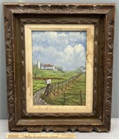 Farm Landscape Oil Painting on Board