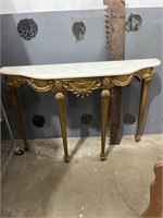 50"x10"x33" Ornate Davenport Table with Marble Top