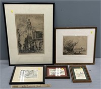 5 Etchings & Signed Prints