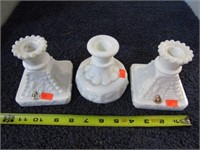 WESTMORELAND GLASS MILK GLASS CANDLE HOLDERS