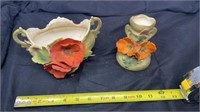 Antique Floral Planter and vase from Austria
