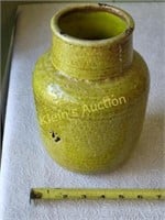 vtg gaia hand glazed pottery vase Chartreuse!