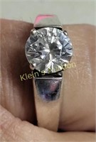 outstanding sterling & 4 carat CZ ring solitaire!