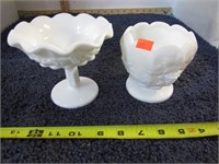 2-- WESTMORLAND GLASS MILK GLASS COMPOTES