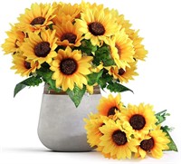 Mocoosy 4 Bunches Artificial Sunflower Bouquets  F