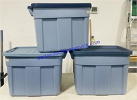Lot of (3) Rubbermaid Totes