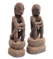 Pair of Wood Carved Philippines Rice Gods, Seated