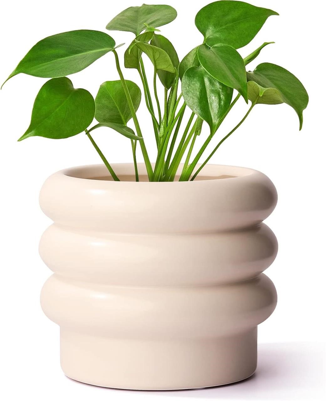 Tiered Bubble Ceramic Plant Pot  Creamy White 6 In