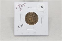 1908S VF Indian Head Cent