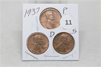 1937PDS Lincoln Cents