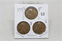 1940PDS Lincoln Cents