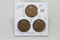 1941PDS Lincoln Cents
