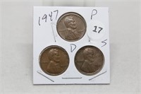 1947PDS Lincoln Cents