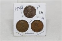 1948PDS Lincoln Cents