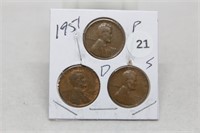1951PDS Lincoln Cents