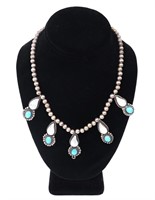 Beautiful Silver, Turquoise, & Mother of Pearl Zun