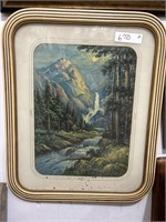 Vintage Framed Print Mountain Scene