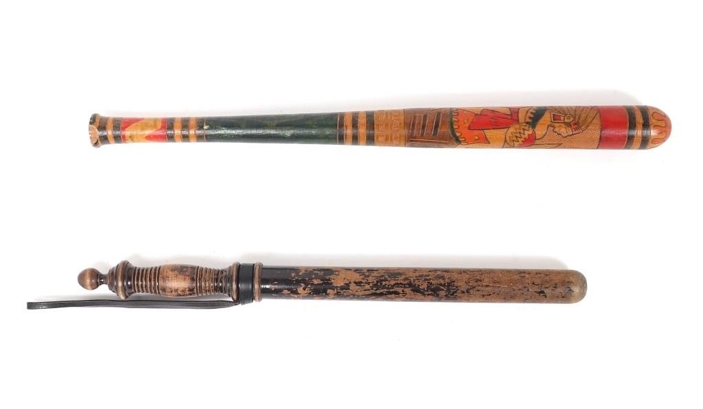 Two Antique Wood Baton