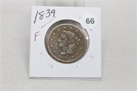 1839 F Large Cent