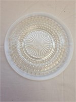 Opalescent White Hobnail Glasd Plate