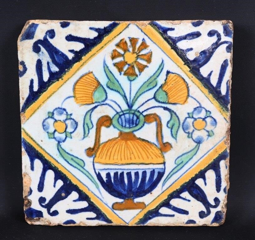 Dutch 'Flower Pot' Tile, 19th C.