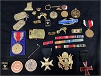 ASSORTED MILITARY MEDALS, RIBBONS & MASONIC