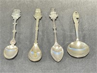 4 Silver Plated Souvenir / Figural Spoons