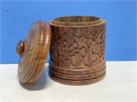 Round Cylinder form Covered Wooden Box.  Sides