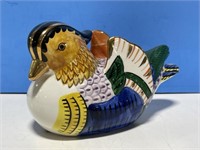 Coloured Ceramic Wood Duck Figurine Made by