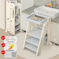 UNCLE WU Toddler Step Stool - Safety Rail  3-Step