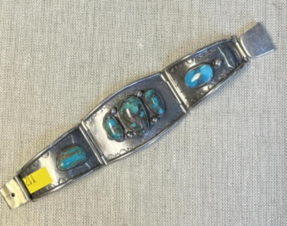 Native & American Silver & Turquoise Bracelet