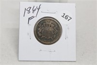 1864F 2 cent piece