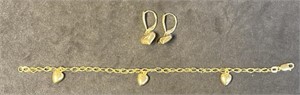 14K Gold Bracelet & Earrings 3.7 Grams