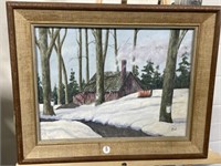 Framed Painting - Sap Collecting 19.5 x 15.5 "
