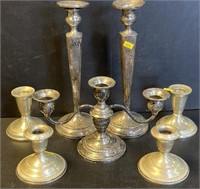 Sterling Silver Weighted Candlesticks Lot