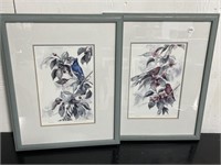 Pair of Framed Janice Keirstead prints - Finch