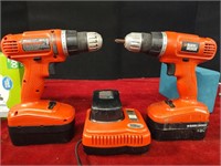 2 Drills, 3 Batteries & a Charger - Black &
