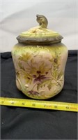 Anymore Pottery floral jar w lid