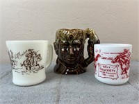 Lot of 3 Vintage Davey Crockett Mugs