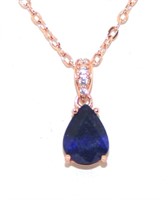 1.58 Ct Sterling Silver Sapphire Necklace