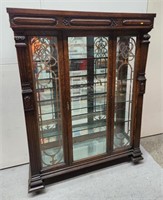 Antique Curio Cabinet Mirror Back