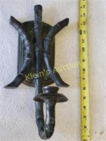 vtg bronze bamboo wall sconce candle holder