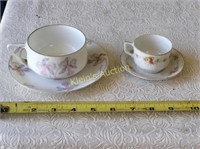 2 antique egg shell porcelain tea cups & saucers s