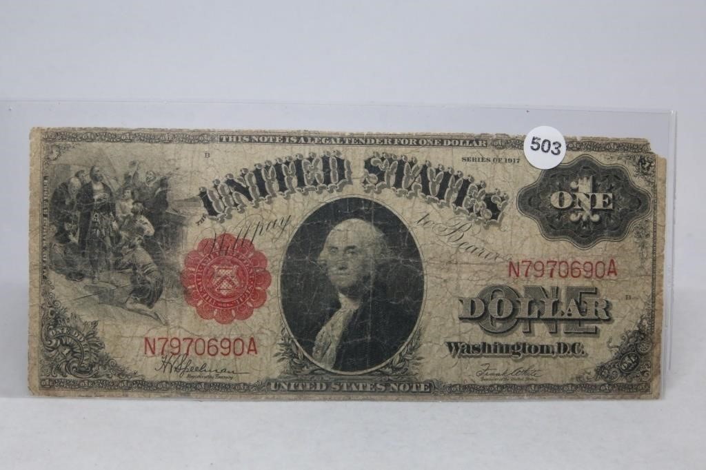 1917 Large $1 US Note - Very Cool item
