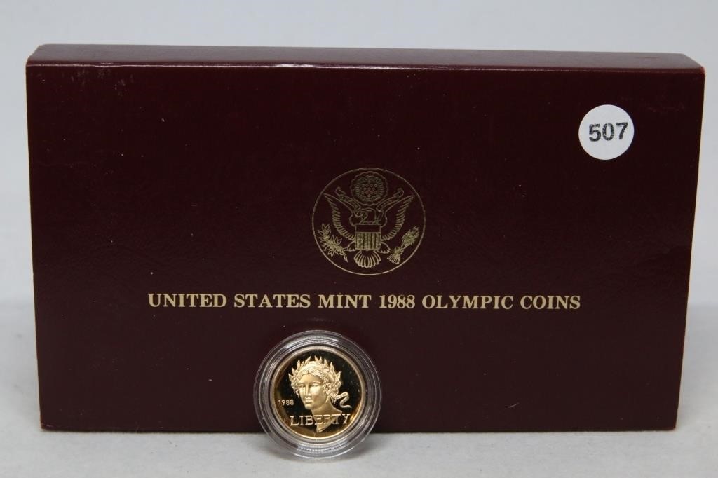 1988 Olympic Proof $5 Gold coin = 1/4 ounce gold