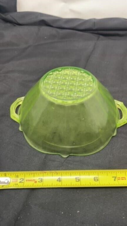 Green Depression Glass Handled Bowl