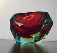 SOMMERSO SEGUSO VETRI D'ARTE 1960'S RED GLASS BOWL