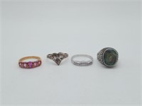 4 Sterling Silver Ring Lot