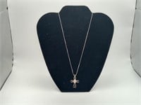 925 Sterling Pearl Cross Pendant Necklace